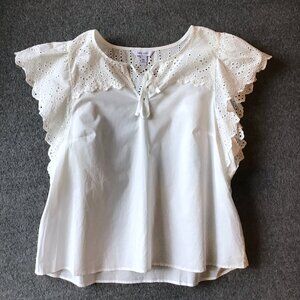 Nine West White Eyelet Lace Blouse Shirt XXL/2X.